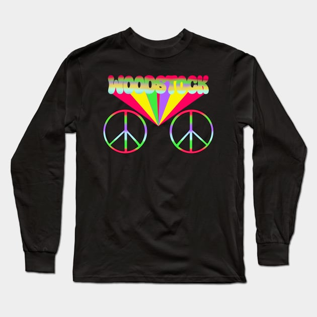 Woodstock 1969 Rainbow Poster Long Sleeve T-Shirt by notajellyfan